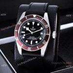 Clone Tudor Heritage Black Bay Automatic Watches Dark Red Bezel Silver Case